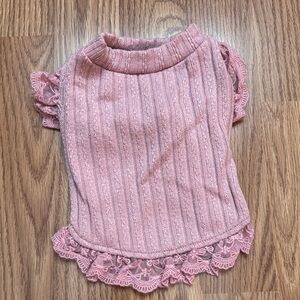 Pink Lace Trimmed Knit Top